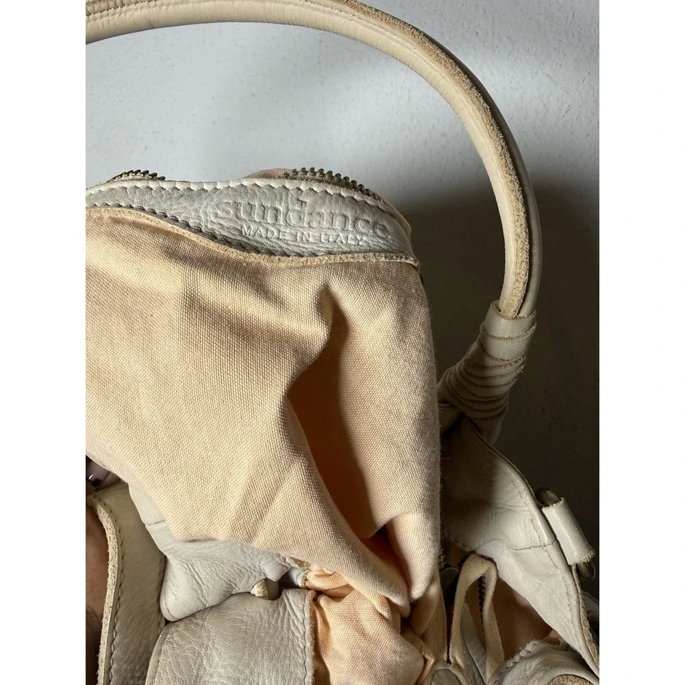 Sundance Women's Handbag‎ Cream Genuine Leather Boho Purse Made In Italy